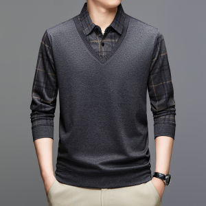 Middleaged fashion mens longsleeved shirt