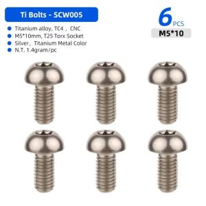 BUENOO T25 Torx Titanium Bolt Ultralight Weight TC4 Titanium Disk Brake Rotor Bolts Bicycle Screws M5x10 TC4 Ti Screws Bicycle Braking System