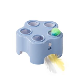 FUNG MALL Tự động bật lên Đồ chơi mèo đập chuột chũi Mô phỏng Hài hước Đồ chơi mèo điện Bóng Pom Pom Chống trầy xước Đồ chơi trò chơi đuổi bắt mèo lông vũ Dành cho mèo