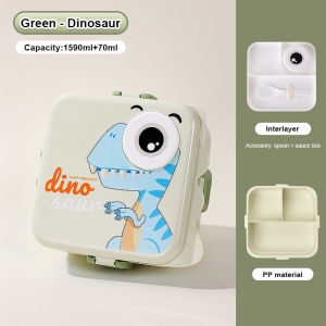 DIODIY Cartoon Lunch Box for Kid Girl 3 in1 Bento Box Baunan Lunch Box with Compartment Can Heated By Microwave Square portable compartmentalized lunch box for students