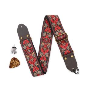 Dây Đeo Guitar có thể điều chỉnh thêu nylon dây đeo vai da cuối dây đàn ghi-ta cho bass Electric & acoustic guitar