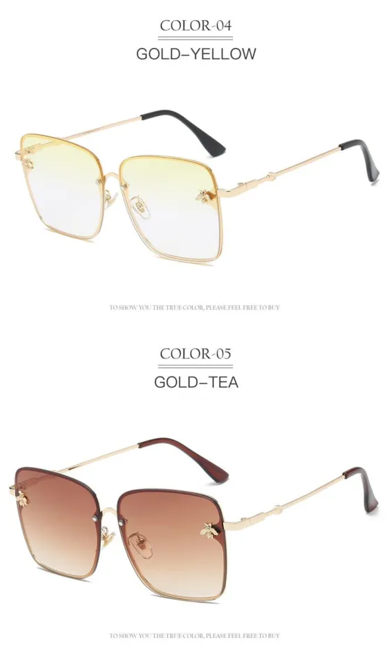 Luxury Square Bee Sunglasses Women Men Retro Brand designer  display picture 1