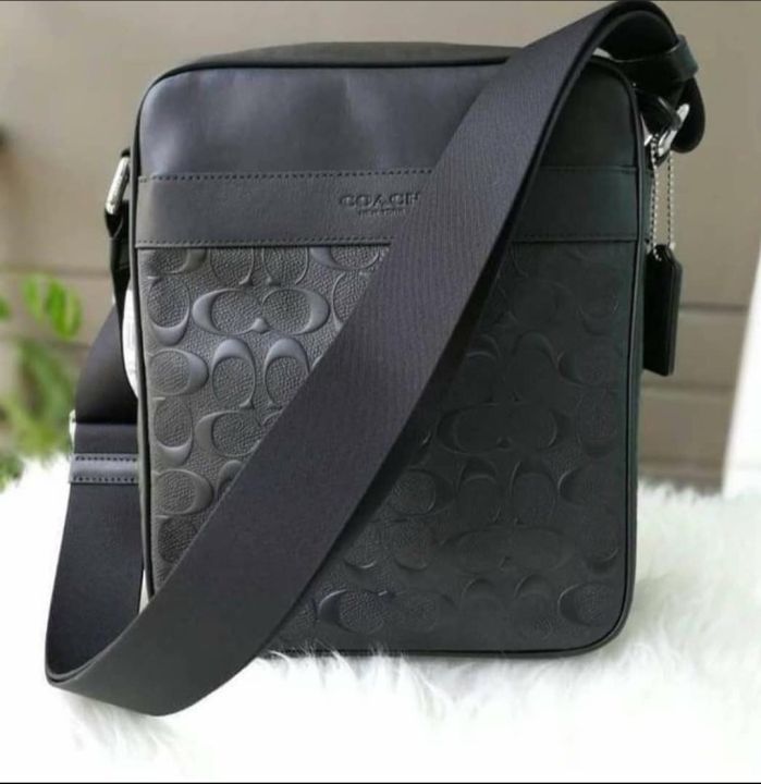 Coach F11741 Nickel in Signature Crossgrain Leather Monogram Men s Crossbody Bag Black Lazada PH