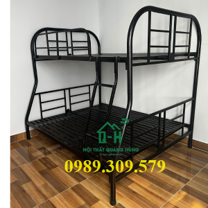 GIƯỜNG TẦNG SẮT ỐNG TRÒN MÀU ĐEN GIÁ RẺ TẠI XƯỞNG GIAO NHANH HCM