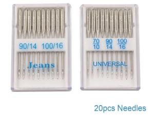 เข็มเครื่องเย็บผ้า20ชิ้นสำหรับพี่ชายนักร้องจาโนเม่วาแม็กซ์ขนาด65/9 75/11 80/12อุปกรณ์90/14 100/16เครื่องเย็บผ้า