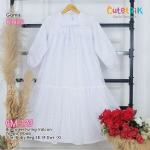 Gamis Brokat Anak Perempuan Putih Elegan dengan Renda - Cutetrik Terbaru 2025