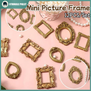 12Pcs/Set Mini Picture Frame DIY Gold Vintage Photo Frame Resin Decoration European Atmosphere Decor