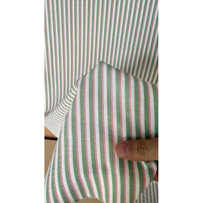 Vải Cotton hàn (đũi lạnh) sọc - may bộ đầm handmade decor (dài 1m khổ 1m6 vải cắt liền)