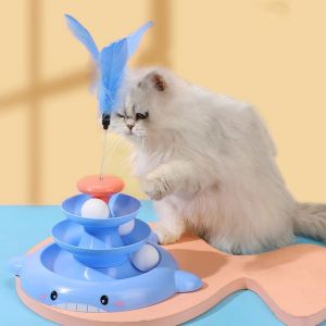 Mainan Kucing Menara Set Mainan Kucing Tumbler Kucing Interaktif Play Toy / Tongkat Kucing Lucu Mainan 4 Tingkat