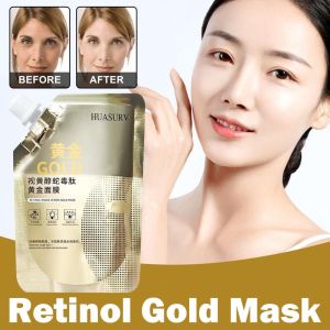(Free 1 Brush) Retinol Snake Venom Peptide Gold Mask Moisturizing Hydrating 视黄醇蛇毒肽黄金面膜Skin Care Clear and Moist