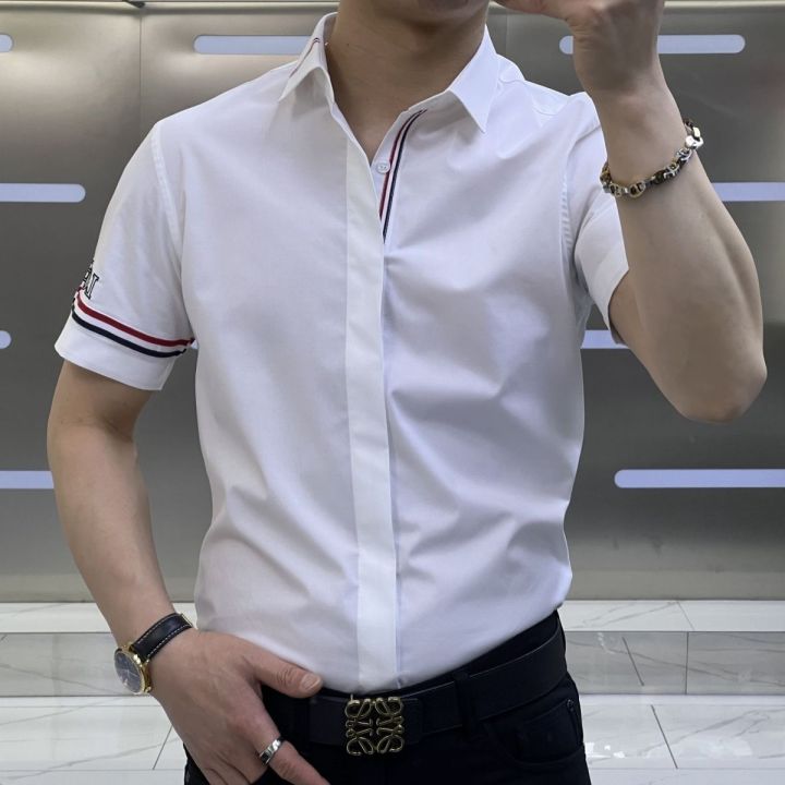 Hidden Button Polo Shirt for Men Plus Size Casual Style Polo-collar Short  Sleeve Shirts Trendy Crafted Splicing Business T-shirt Lazada PH