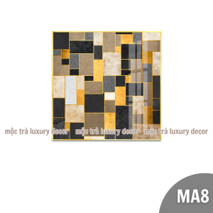 Tranh trừu tượng khổ vuông decor phòng khách in vải canvas đã có khung loại 1 và đinh treo