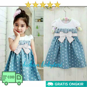 BJ ONLINE- DRESS PINGKAN KID/ DRESS ANAK PEREMPUAN 3 TAHUN MURAH /COD/DRESS PANJANG ANAK PITA/DRESS ANAK LENGAN PENDEK/ PAKAIAN ANAK
