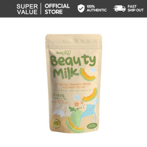 DEAR FACE Beauty Milk Melon Strawberry Lychee Premium Japanese Collagen Drink for Glowing Skin & Anti-Aging DF 10 Sachets 180g