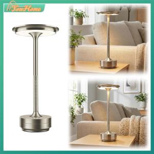 【Fast Delivery】 Rechargeable Metal Table Lamp Dimmable Wireless Reading Lamp with 3 Color Modes for Restaurant Hotel Bar Bedroom Decor 【Arrive 1-3 Days】