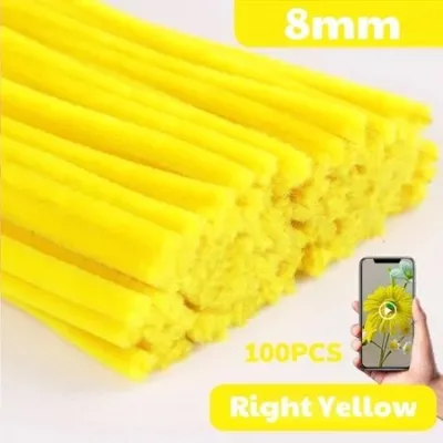 100pcs 8mm New Colorful Dense fuzzy wire pipe cleaner craft flower Chenille Stem DIY Childrens Handmade fuzzy wire flower set bouquet wrapper knitting set toy