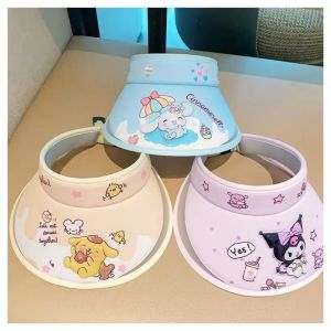 Sanrio Sunscreen Hat Cinnamoroll My Melody Kuromi Pompompurin Anti-Uv Sunshade Cap Large Tongue Sun Hat Kids Birthday Gifts