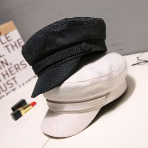 Summer Autumn Personality Cotton Linen Flat Cap Octagonal Cap Navy Hats Berets