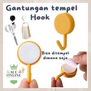 Gantungan Baju Bulat (1 pack isi 10pcs) / HOOK Macaron Bulat Tempel Dinding / Wall Hook Stiker Dinding Kail Tempel