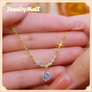 100% Original 18k Legally Pawned Saudi Gold AestheticsExquisite and fashionable full diamond necklace for women cash on delivery