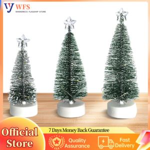 Three Small Festive Christmas Trees for Desktop Decor Suitable for Christmas Celebrations and Holiday Decor