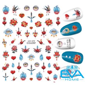 Sticker Dán Móng Tay 3D Dạng Decal Dán Chống Nước Hoạ Tiết Hình Tatto Old School Ý Nghĩa CA473
