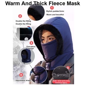 Winter Face Mask Fleece-Lined Thermal Windproof For Cycling Motorcycle Ski Outdoor Sports Thickened Neck Warmer Scarf Hat