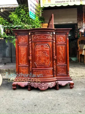 Tủ thờ gia tiên gỗ Căm Xe pha mẫu Bụng Phệ ngang 154cm