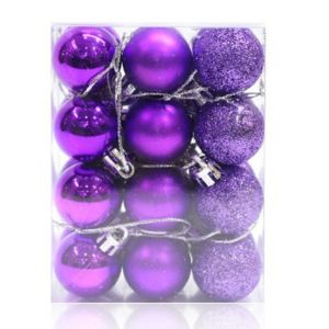 YERZ 24Pcs/set Shatterproof Christmas Tree Ball Shiny Polshed Glossy Christmas Hanging Balls Christmas Tree Supplies Mini Christmas Decoration