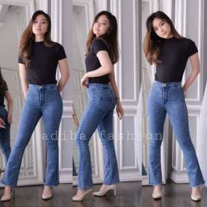 ADB - PROMO/COD Jeans Wanita HIGHWAIST Cutbray Rawis Cantik - Soft Jeans Stretch Best Seller