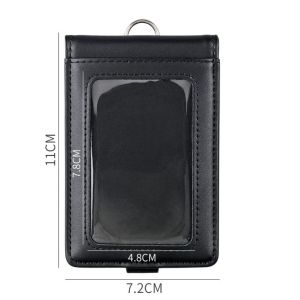 SWEET TIM เครื่องหนังแท้ ที่ใส่ป้ายแท็กบัตรประชาชน สายรัดหัวเข็มขัด มี5ช่อง กระเป๋าใส่บัตรแบบฝาพับ มัลติฟังก์ชั่ พร้อมสายคล้อง ซองบัตรพนักงานบัตรผ่านทำงาน พนักงานออฟฟิศออฟฟิศ