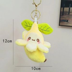 YUDESHUI với Lá Cây Móc khóa chuối nhồi bông Phụ kiện móc khóa 12cm dây chuyền thú nhồi bông Phim hoạt hình Phụ kiện trang trí túi xách Móc khóa