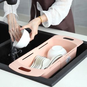 Adjustable Sink Drainer Kitchen Sink Rack Drain Rack Multi-function Drain Basket Leftovers Hanging Basket Rack [In Stock]