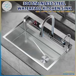 [SG Stock]SUS 304 Waterfall Sink Kitchen Sink Large Capacity Sink Thickened Undercounter Vegetable Washing Sink
