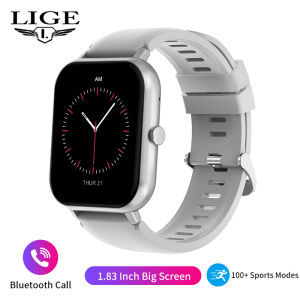 LIGE Smart Watch Men 1.83 inch Bluetooth Calling 100+ Sport Models Heart Rate Sleep Monitor Waterproof Smart Watch For Women + Box