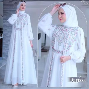 Gamis Wanita Terbaru 2024 Darissa Dress Bahan Crinke Airflow Apk Bordir Dres Jumbo Wanita Simple Kekinian