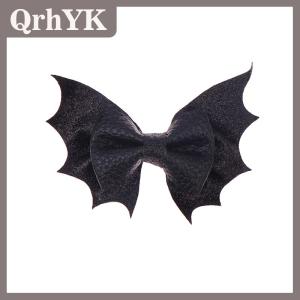 QrhYK Cổ Điển Halloween Lễ Hội Của Cô Gái Chunky Da Bat Tóc Bow Clip Bán Buôn Tự Làm Phụ Kiện Tóc Mũ Nón Barrette