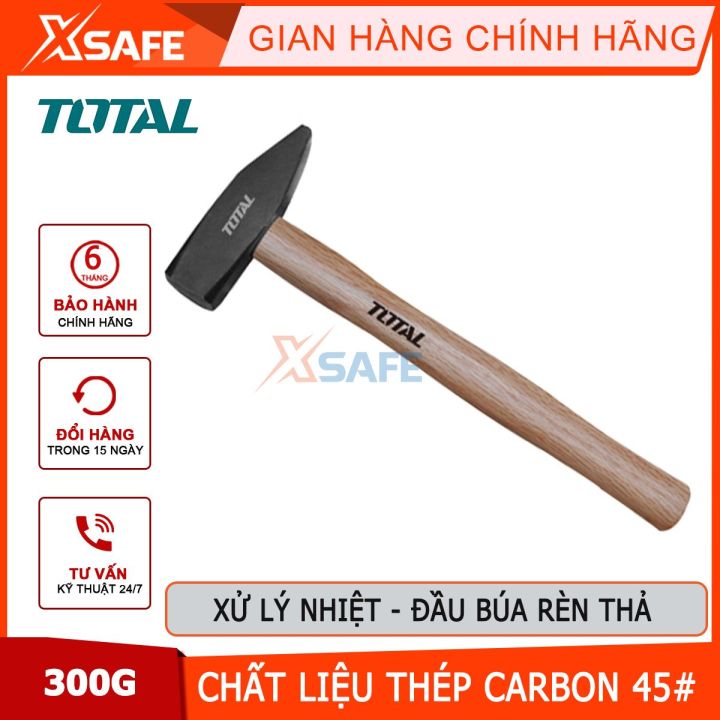 Búa đinh đầu dẹp và vuông TOTAL THTW71300, đầu bùa nặng 300g, cán cầm ...