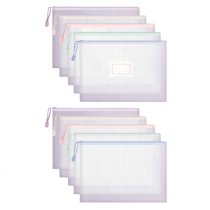 5 Pcs A4 Waterproof File Bag Document Folder Document Bag Clear File Storage Bag Zipper Bag for School Office