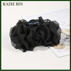 RAZIE BIN กิ๊บหนีบผมรูปโบว์ดอกไม้ผ้าชีฟอง1ชิ้นกิ๊บขากรรไกรใหญ่สำหรับผมหนาเครื่องประดับผมแฟชั่นฤดูร้อนไม่ลื่นสำหรับผู้หญิง