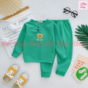 [Cực Hot]Đồ Bộ Quần Áo Ngủ Cho Trẻ Em Bé Trai Bé Gái 8-18kg Bé Xinh Shop Set Bộ Dài Tay Thu Đông Cho Bé Trai Gái chất vải TỔ ONG NHẬP Bé_Xinh_Shop