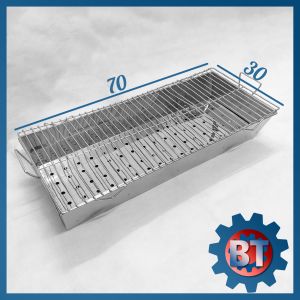 Khay nướng / bếp nướng than hoa Inox + vỉ nướng ( 70x30x15cm)