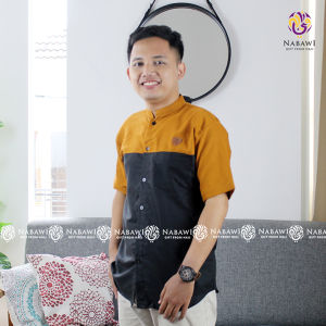 Baju Koko Pria Lengan Pendek Kombinasi Baju Muslim Terbaru Elegan Atasan Muslim Pria Koko Modern