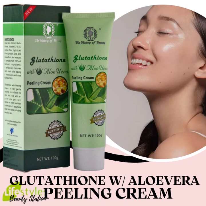 AUTHENTIC -THE HISTORY OF BEAUTY GLUTATHIONE WITH ALOEVERA- Glutathione  With Aloe Vera Magic Peeling Cream Detoxifying Anti-Aging Exfoliant Cream  Fragrance-Free Mineral Enriched Scrub - Lazada