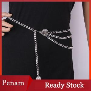 [PAM] Women Fashion Belt Hip High Waist Narrow Metal Chain Chunky Fringes Waist Chain Corset Chain Belt