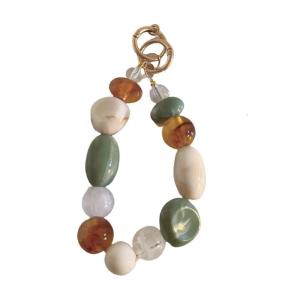 Trendy Retro Colorful Beaded Bracelet Phone Strap Charm Chain Handmade Cellphone Lanyard Elegant Women Bag Decoration