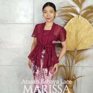 Setelan Kebaya Brokat Lace Marissa Lengan Pendek Tumpuk rok lilit Wisuda Modern Murah