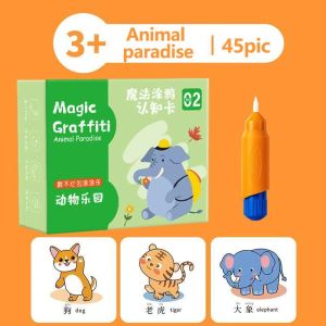 Doodle Flash Card Kids Early Education Card Fruit Animal Erasable Reuse Toy Gift