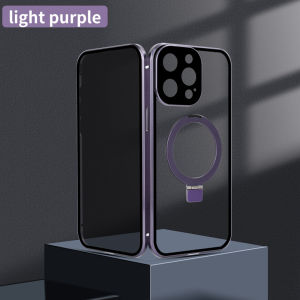 Double Sided Protective Case for iPhone 16 15 14 13 12 Pro Max with Magsafe Adjustable Metal Grip Ring Phone Holder 360 All-inclusive Shockproof Phone Casing with Lens Film for iPhone 16 15 14 Plus