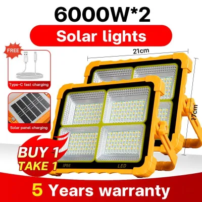 10000W Solar Lighting Outdoor Portable Solar Lights Magnetically Absorbed Indoor Type-C Fast Charge Home Emergency Camping Lighting for Construction Sites